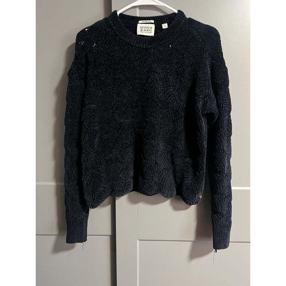 Scotch & Soda Girls Chenille Knit Sweater Blue Size 14
